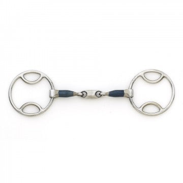 Blue Steel Loop Ring Jointed Oval Mouth Gag
